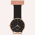 Black Dial Nurse Watch with 18K Rose Gold Case and Silicone Band by COLURi

