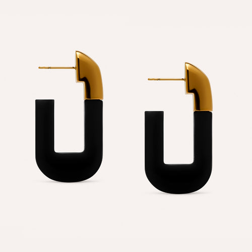 Lorde Link Earrings in Jet Black