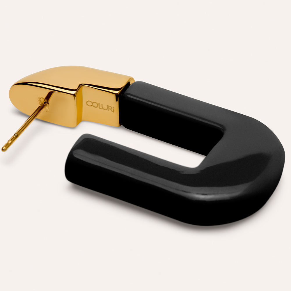 Lorde Link Earrings in Jet Black