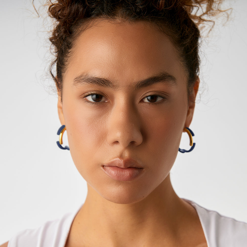 Lorde Hoop Earrings in Navy