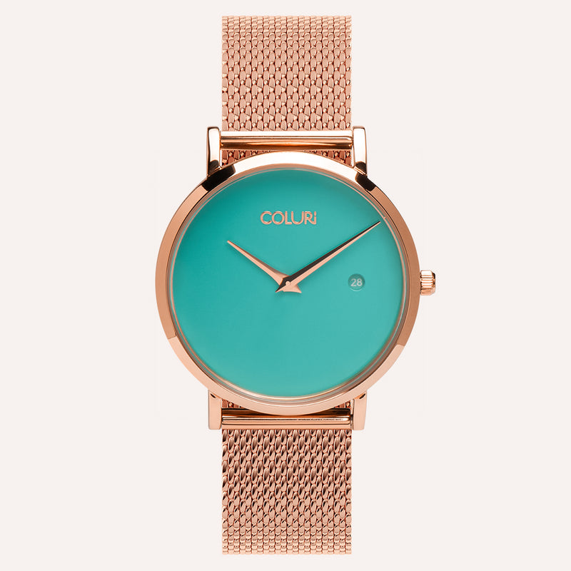 Turquoise watch with turquoise dial