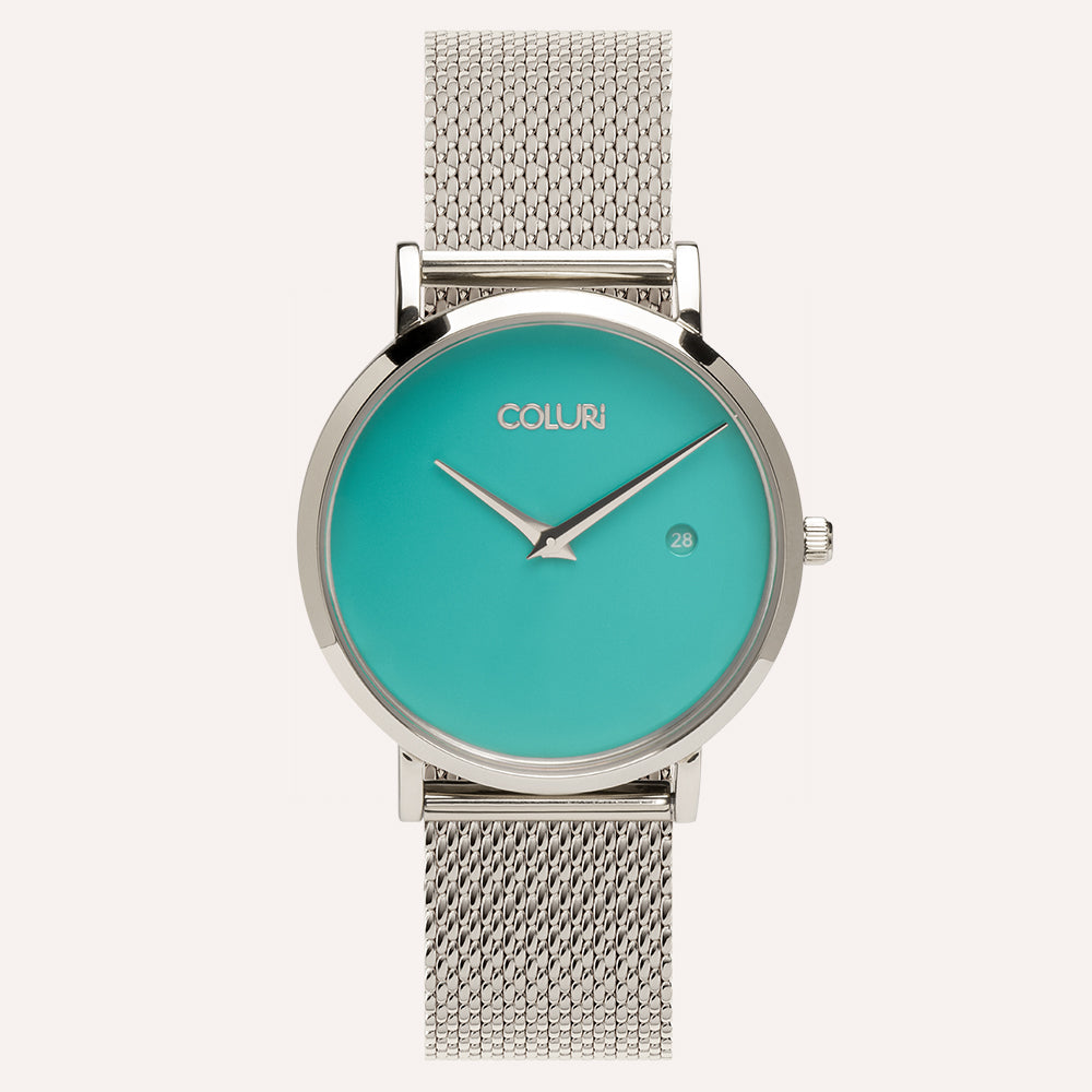 Turquoise watch with turquoise dial