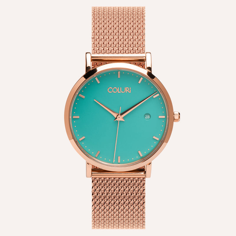 Turquoise watch with turquoise dial