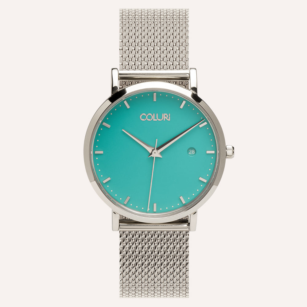 Turquoise watch with turquoise dial