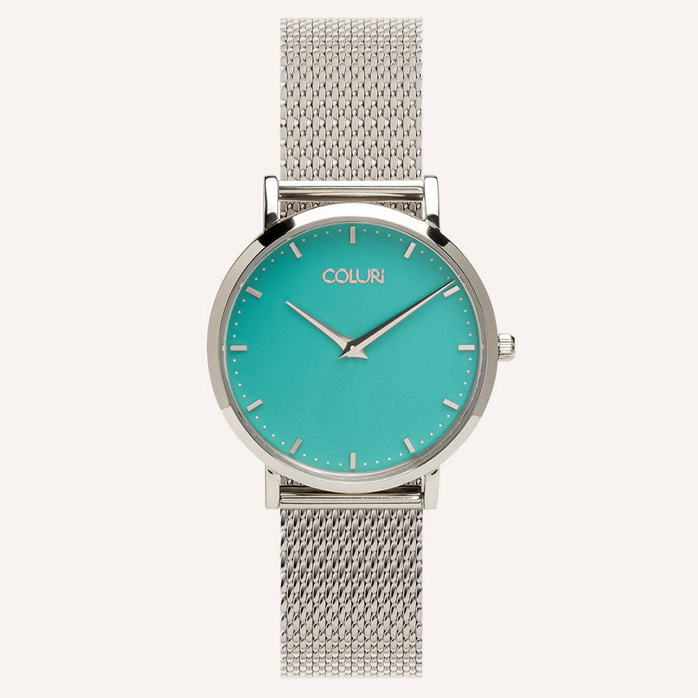 Turquoise watch with turquoise dial