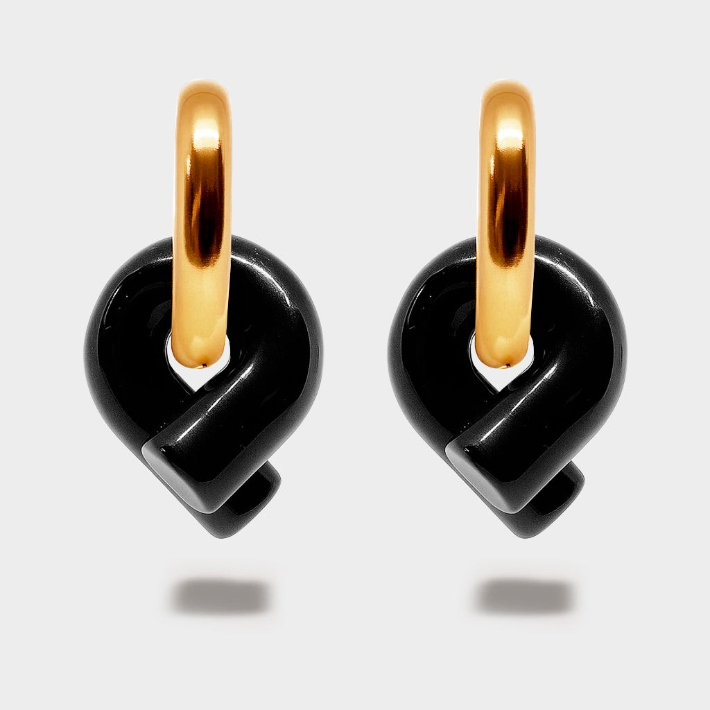Ogata Tuya Earrings in Jet Black