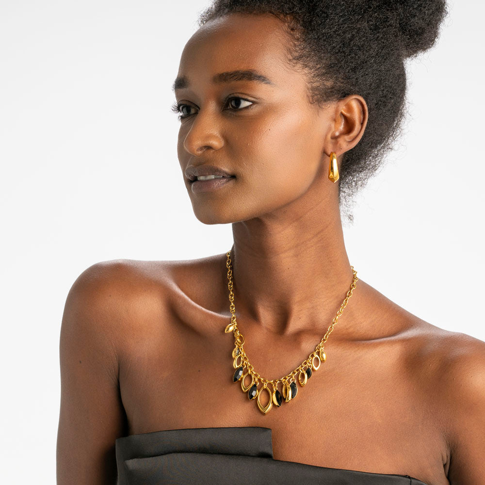 Beauvoir Chandelier Necklace in Jet Black