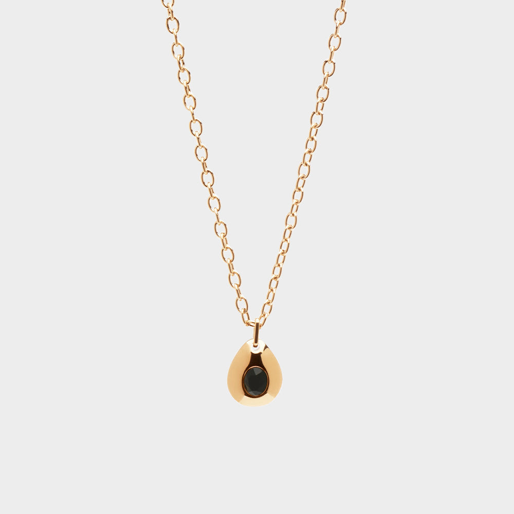 Angelou Solitary Drop Necklace in Jet Black