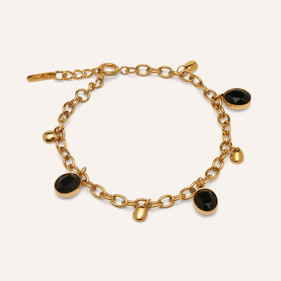 Angelou Oval Droplets Bracelet in Jet Black