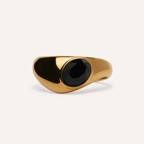 Angelou Statement Ring in Jet Black