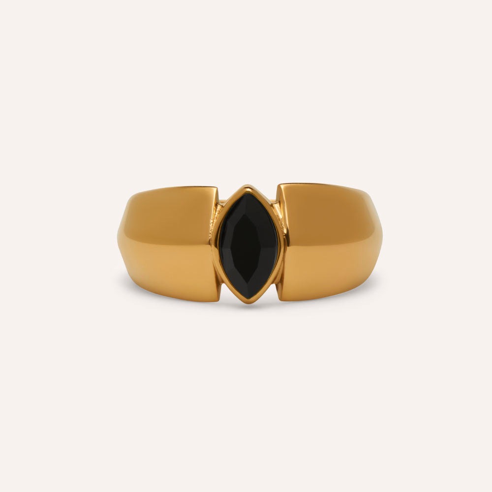 Beauvoir Solitary Ring in Jet Black