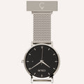 Black Dial Nurse Watch with 925 Silver Case and Mesh Band by COLURi
