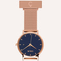 Blue Dial Nurse Watch with 18K Rose Gold Case and Mesh Band by COLURi
