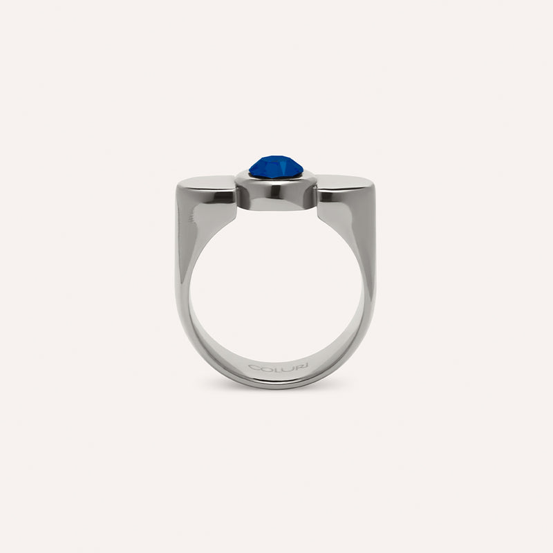 Lorde Solitary Ring in Navy
