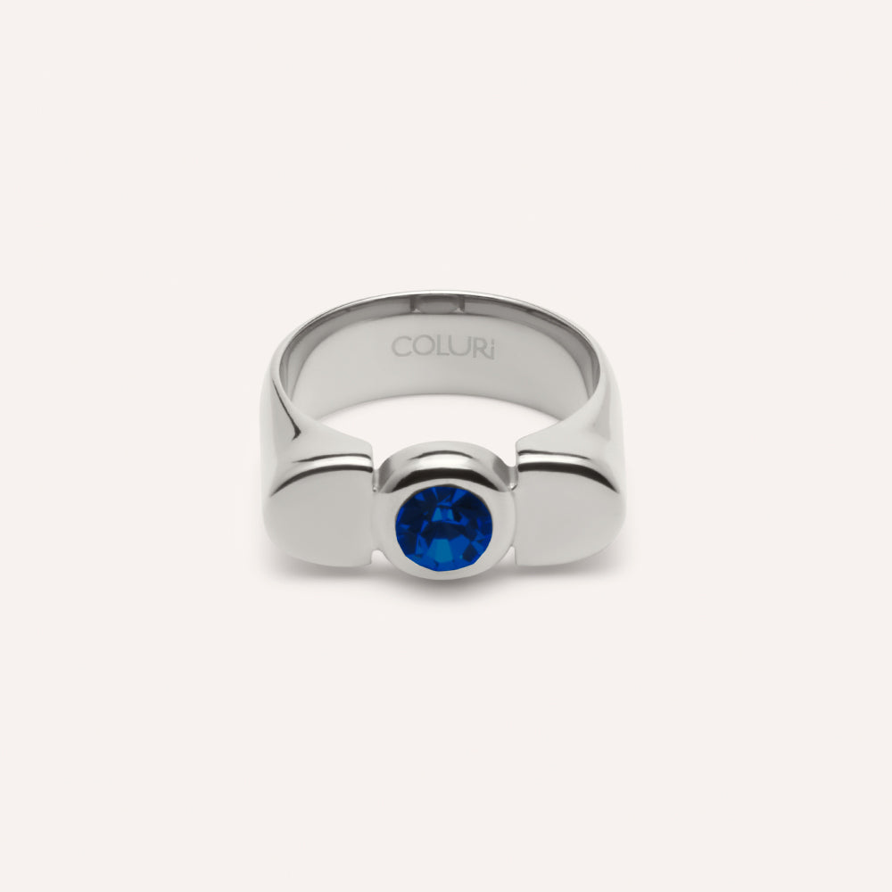 Lorde Solitary Ring in Navy