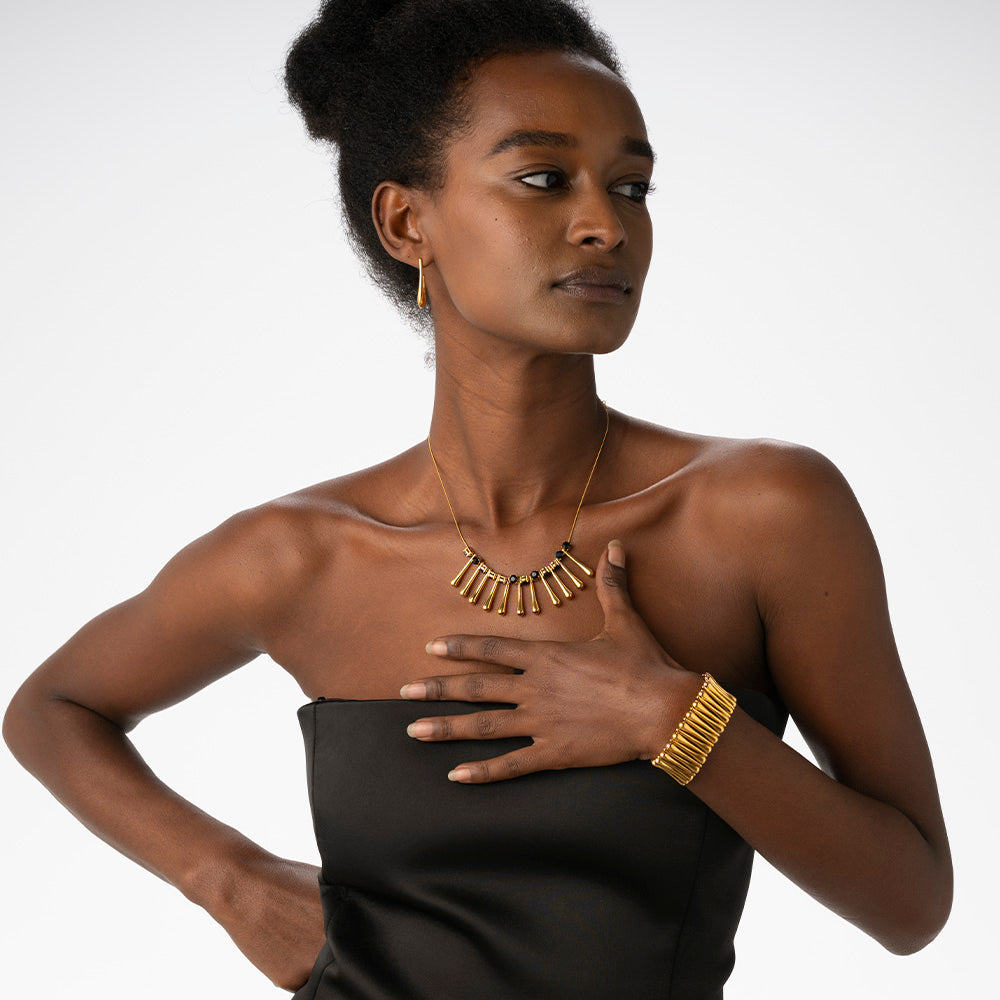 Montessori Statement Necklace In Jet Black