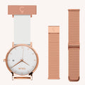 White Dial Nurse Watch with 18K Rose Gold Case and Silicone Band by COLURi

