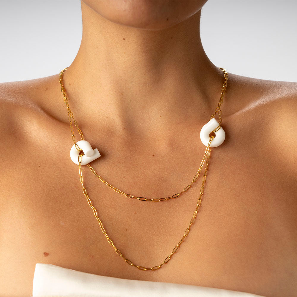 Ogata Twin Tuya Necklace in Snow