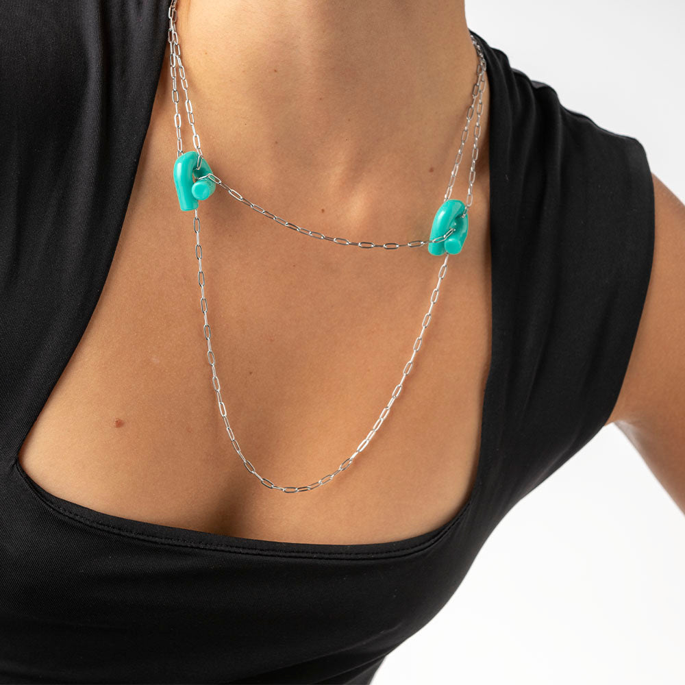 Ogata Twin Tuya Necklace in Turquoise