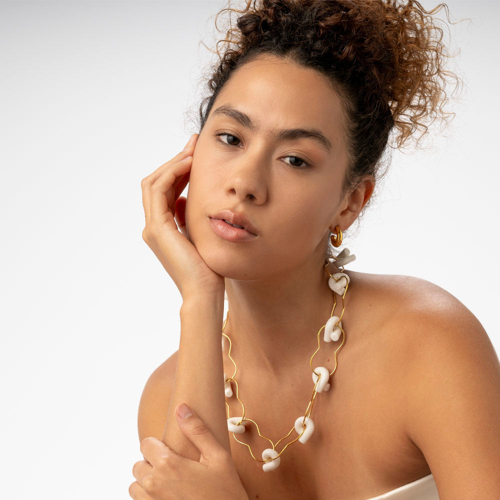 Ogata Statement Necklace in Saffron