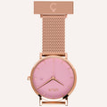 Pink Dial Nurse Watch with 18K Rose Gold Case and Mesh Band by COLURi
