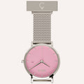 Pink Dial Nurse Watch with 925 Silver Case and Mesh Band by COLURi
