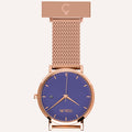 Purple Dial Nurse Watch with 18K Rose Gold Case and Mesh Band by COLURi
