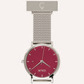 Red Dial Nurse Watch with 925 Silver Case and Mesh Band by COLURi
