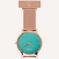 Green Dial Nurse Watch with 18K Rose Gold Case and Mesh Band by COLURi
