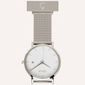 White Dial Nurse Watch with 925 Silver Case and Mesh Band by COLURi
