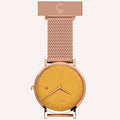 Yellow Dial Nurse Watch with 18K Rose Gold Case and Mesh Band by COLURi
