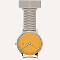 Yellow Dial Nurse Watch with 925 Silver Case and Mesh Band by COLURi
