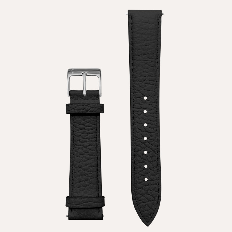 Black Leather Band in Silver
