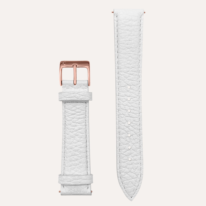 White Leather Band in Rose Gold
